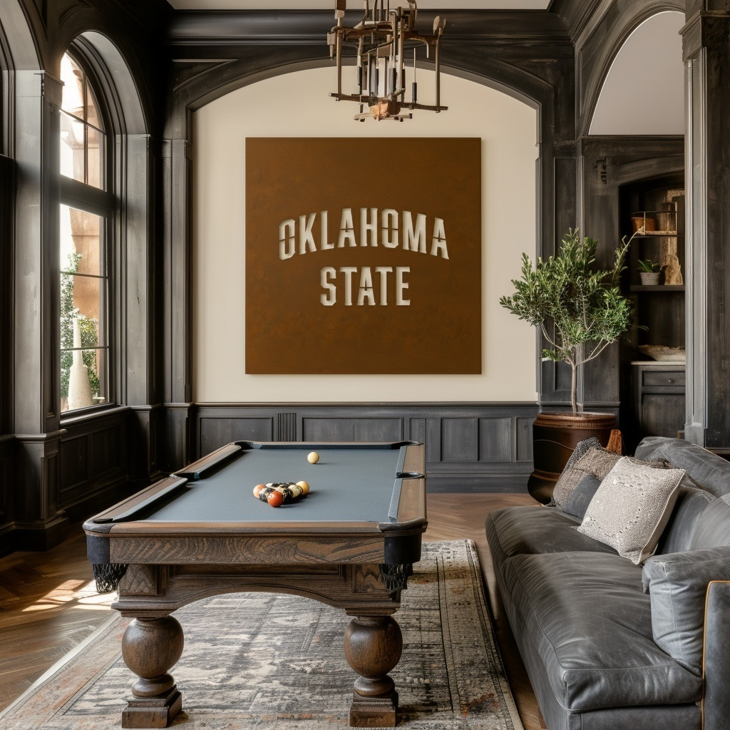 The Oklahoma State- Metal Wall Art- Square Umber