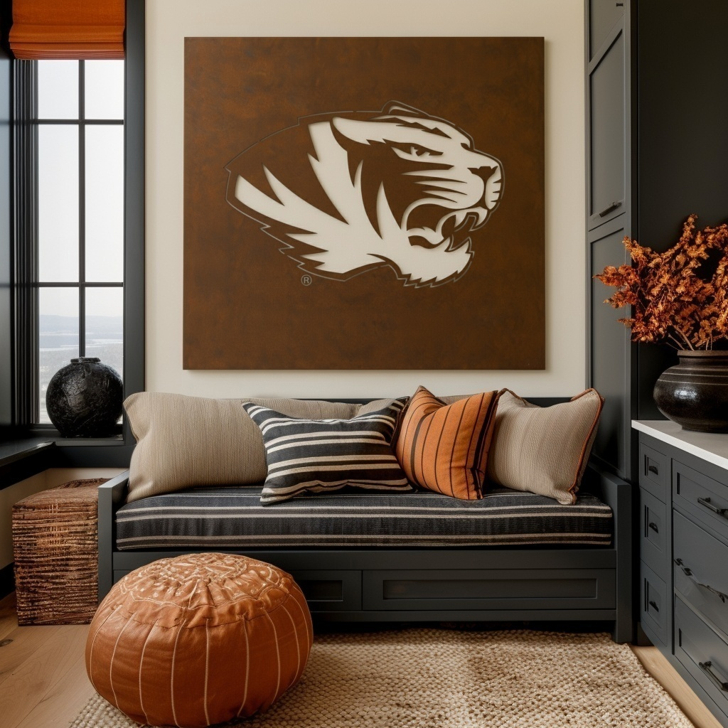 The Tiger - Metal Wall Art- Square Umber