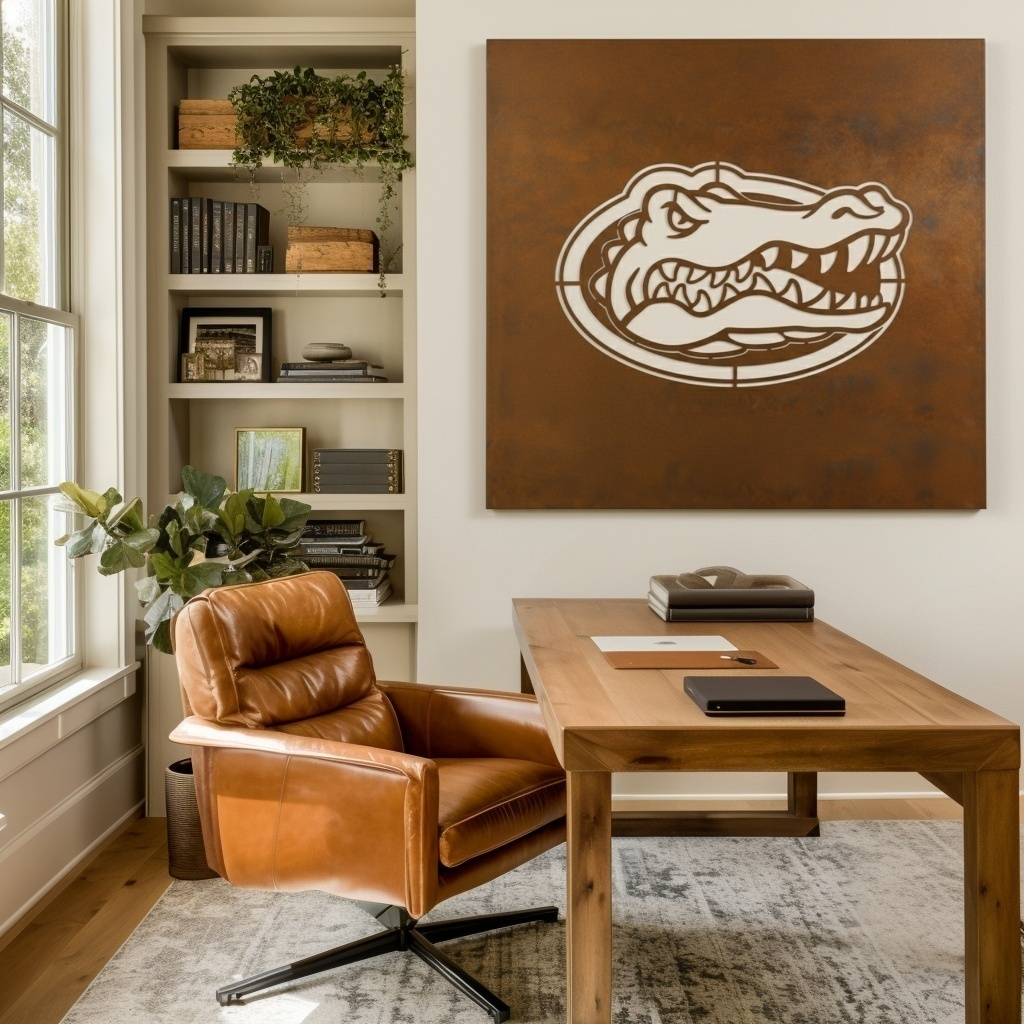 The Oval Gator - Metal Wall Art- Square Umber