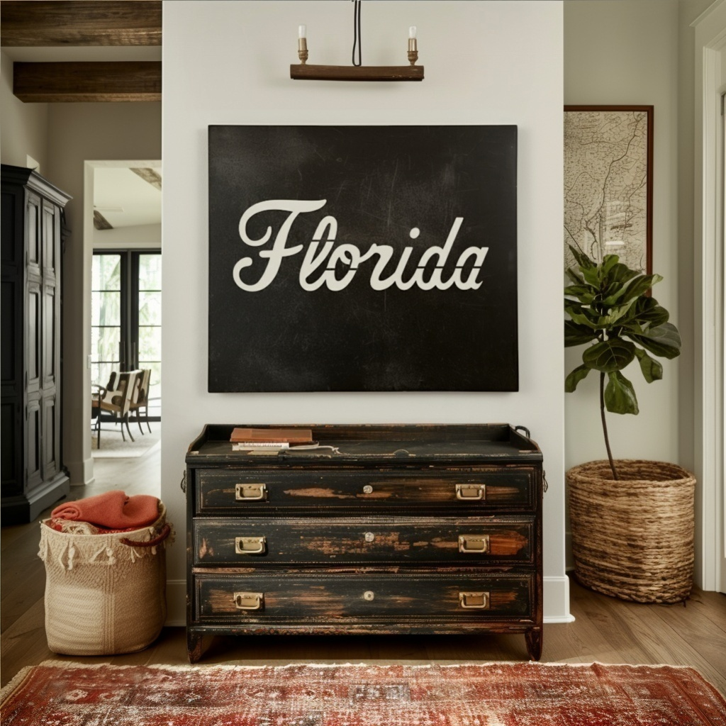 The Cursive Florida - Metal Wall Art- Square Forge
