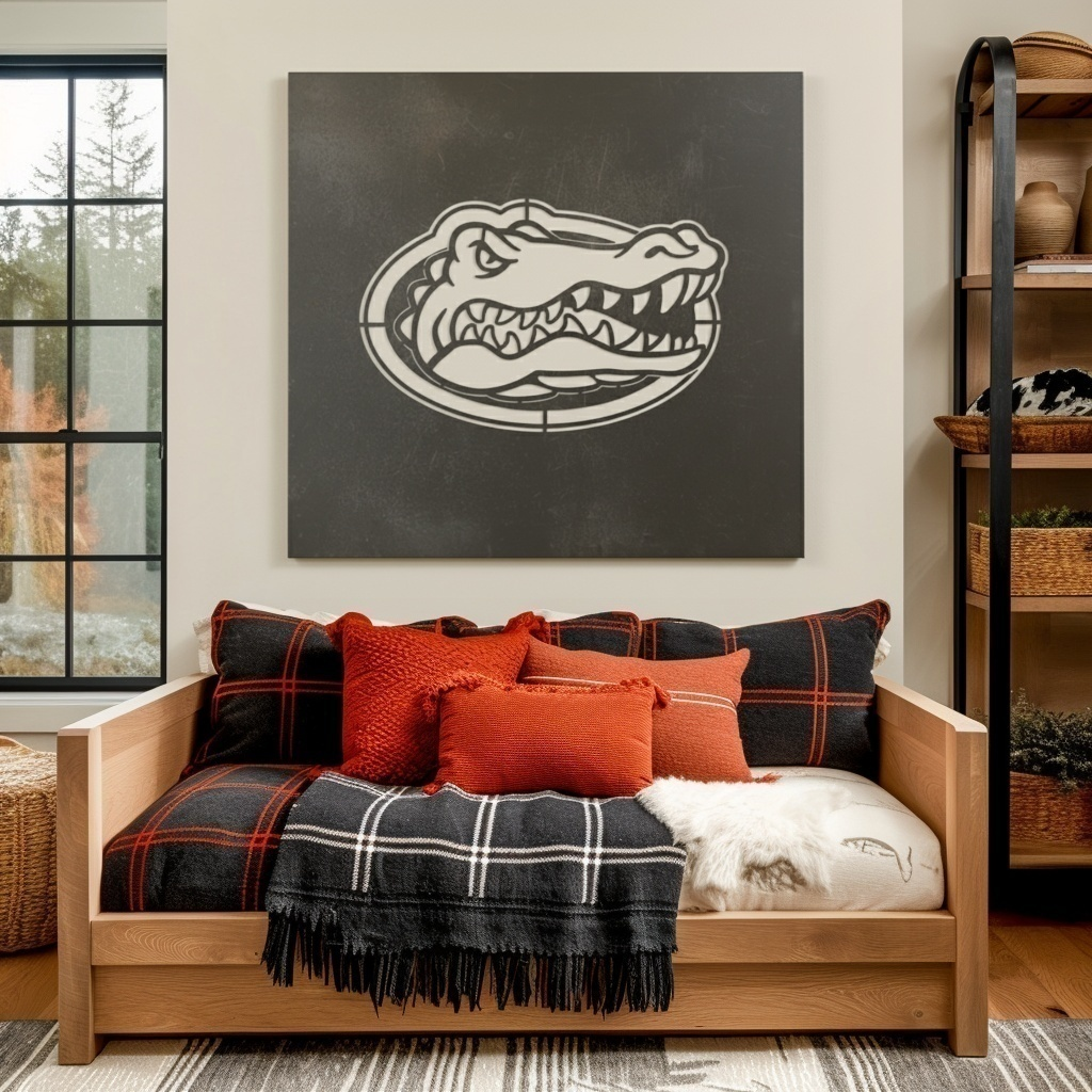 The Oval Gator - Metal Wall Art- Square Slate