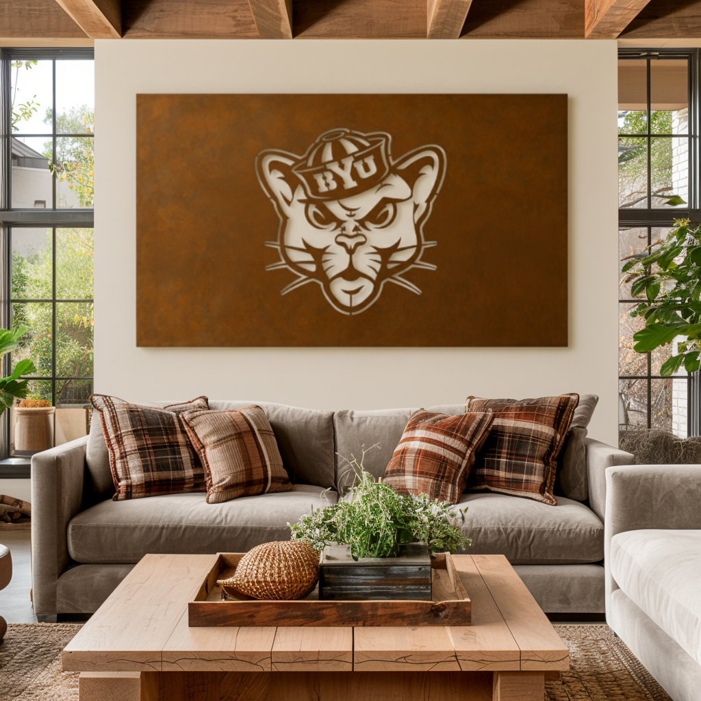 The BYU Cat- Metal Wall Art - Landscape Umber