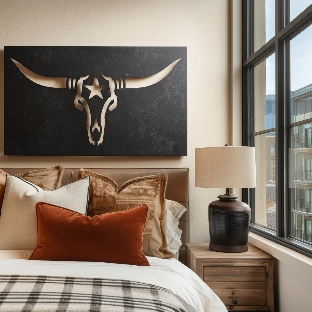 The Black Lone Star Longhorn - Metal Wall Art