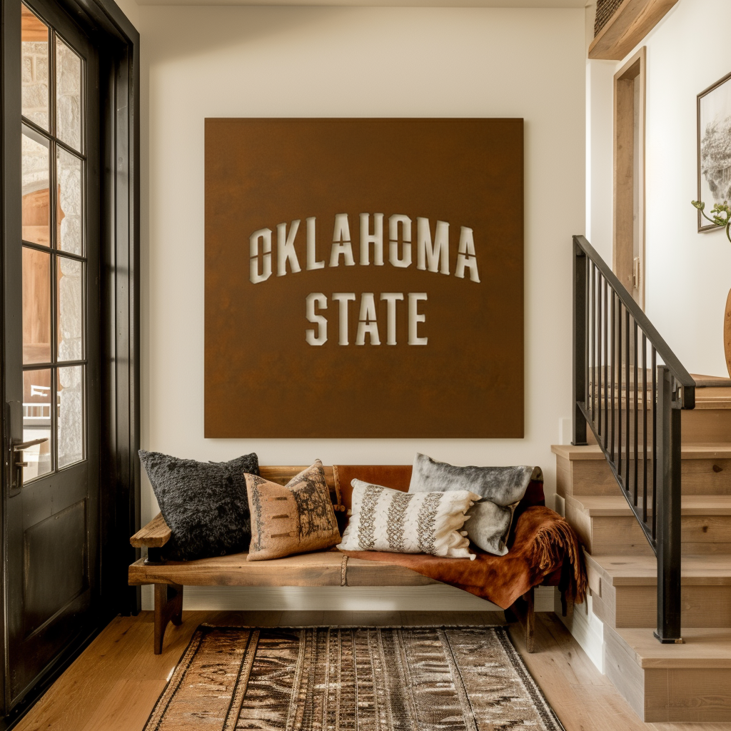 The Oklahoma State- Metal Wall Art- Square Umber