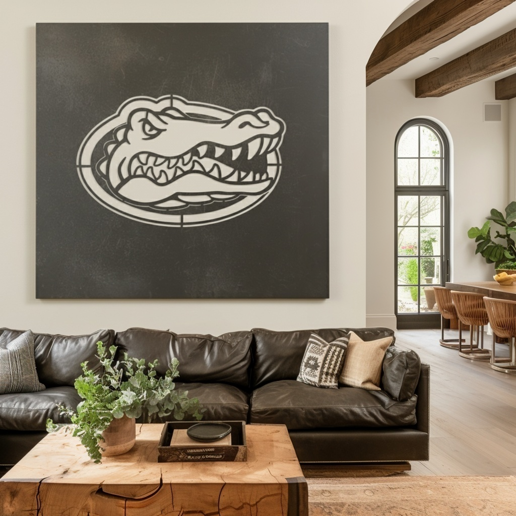The Oval Gator - Metal Wall Art- Square Slate
