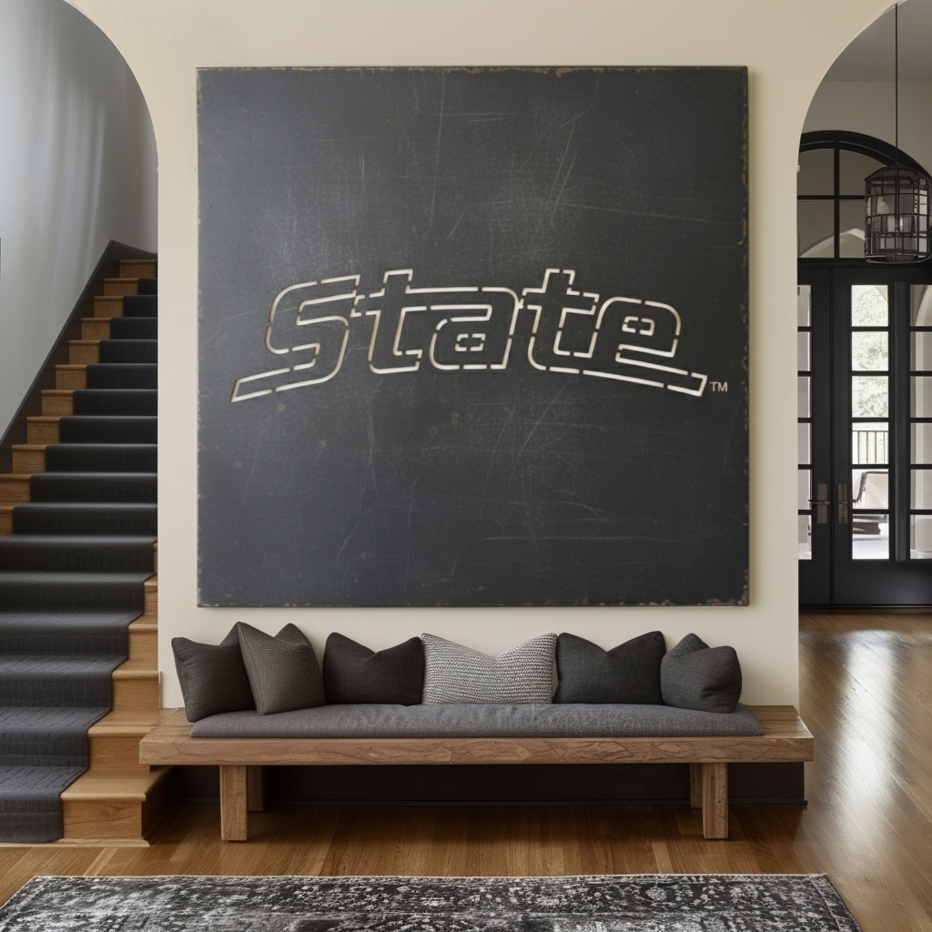 The Michigan State - Metal Wall Art - Square Slate