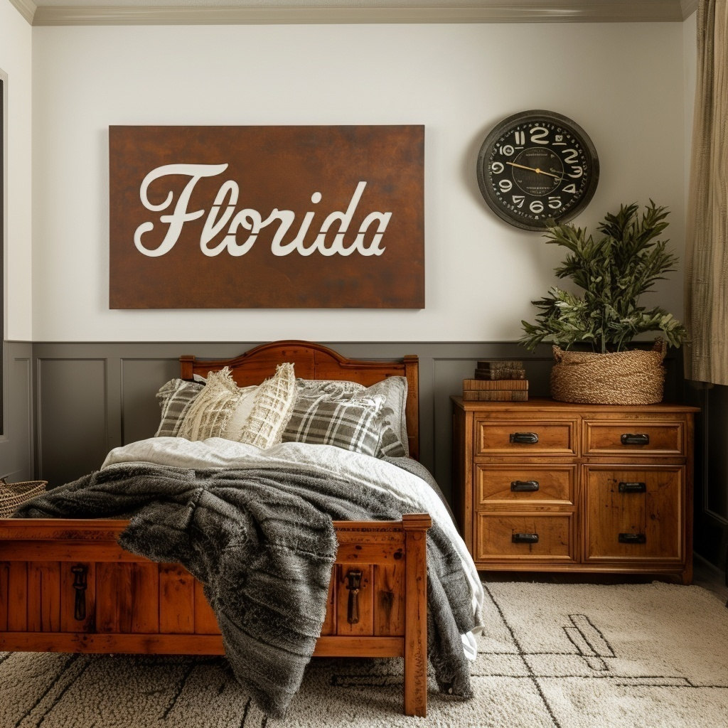 The Cursive Florida - Metal Wall Art - Landscape Umber