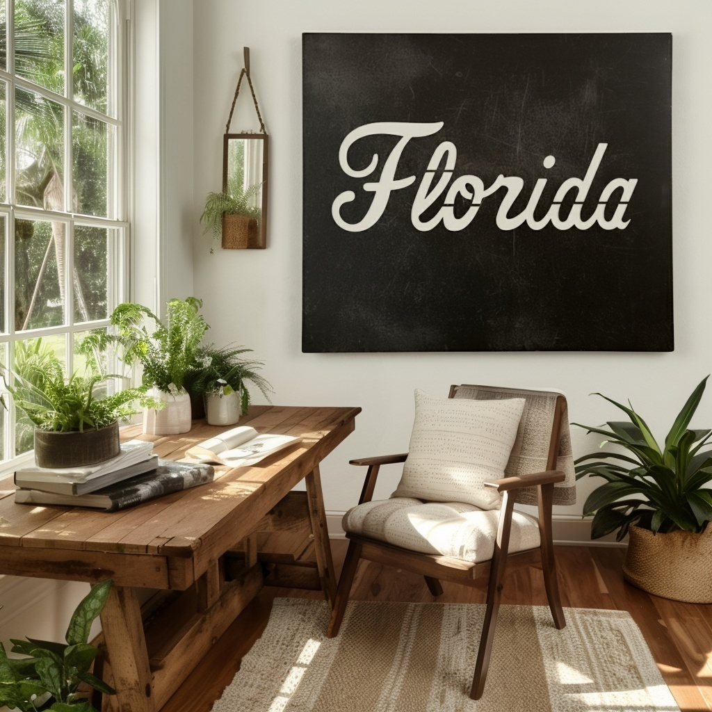 The Cursive Florida - Metal Wall Art- Square Forge