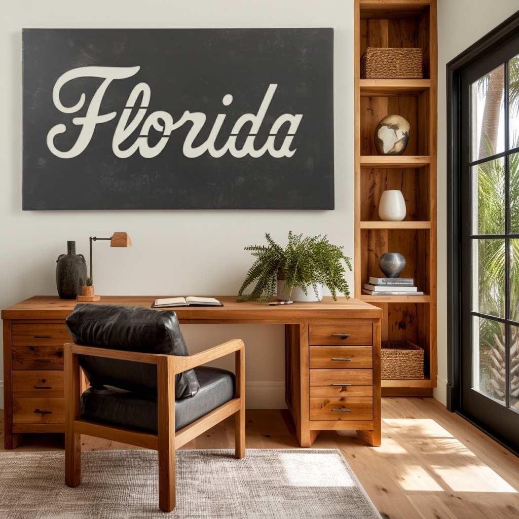 The Cursive Florida - Metal Wall Art - Landscape Slate