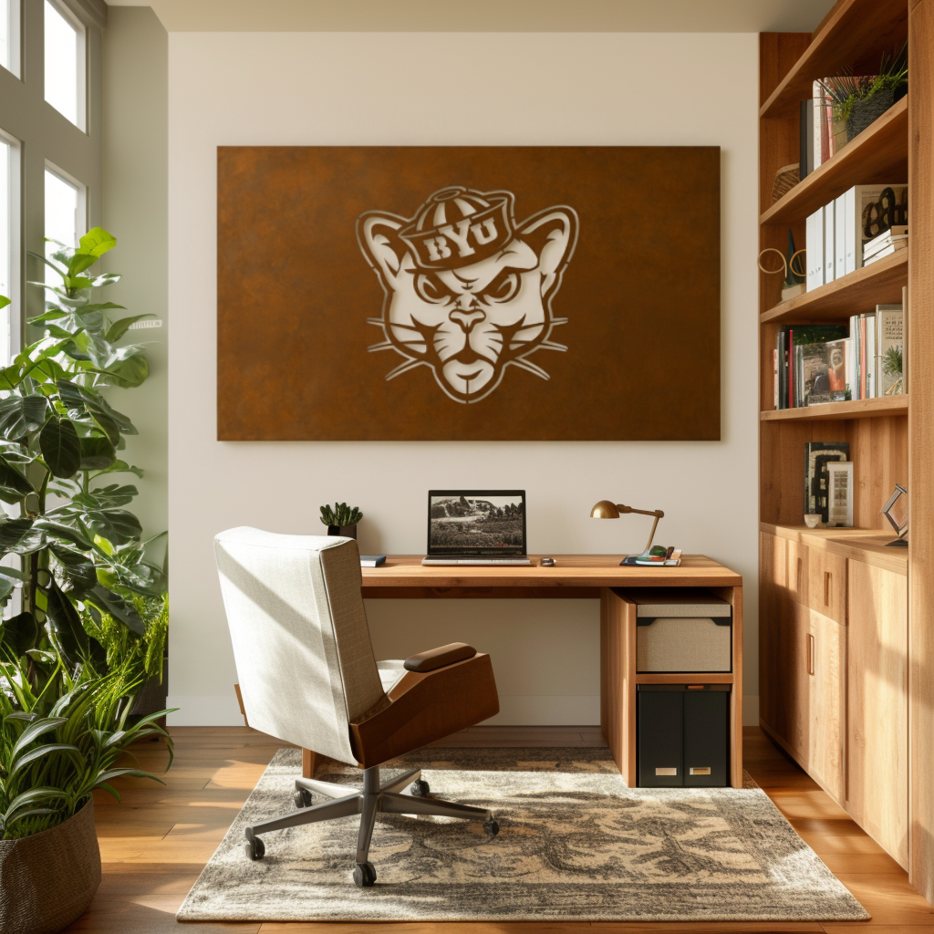 The BYU Cat- Metal Wall Art - Landscape Umber