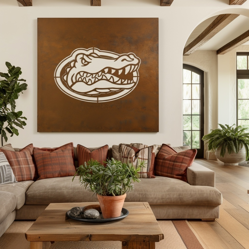 The Oval Gator - Metal Wall Art- Square Umber