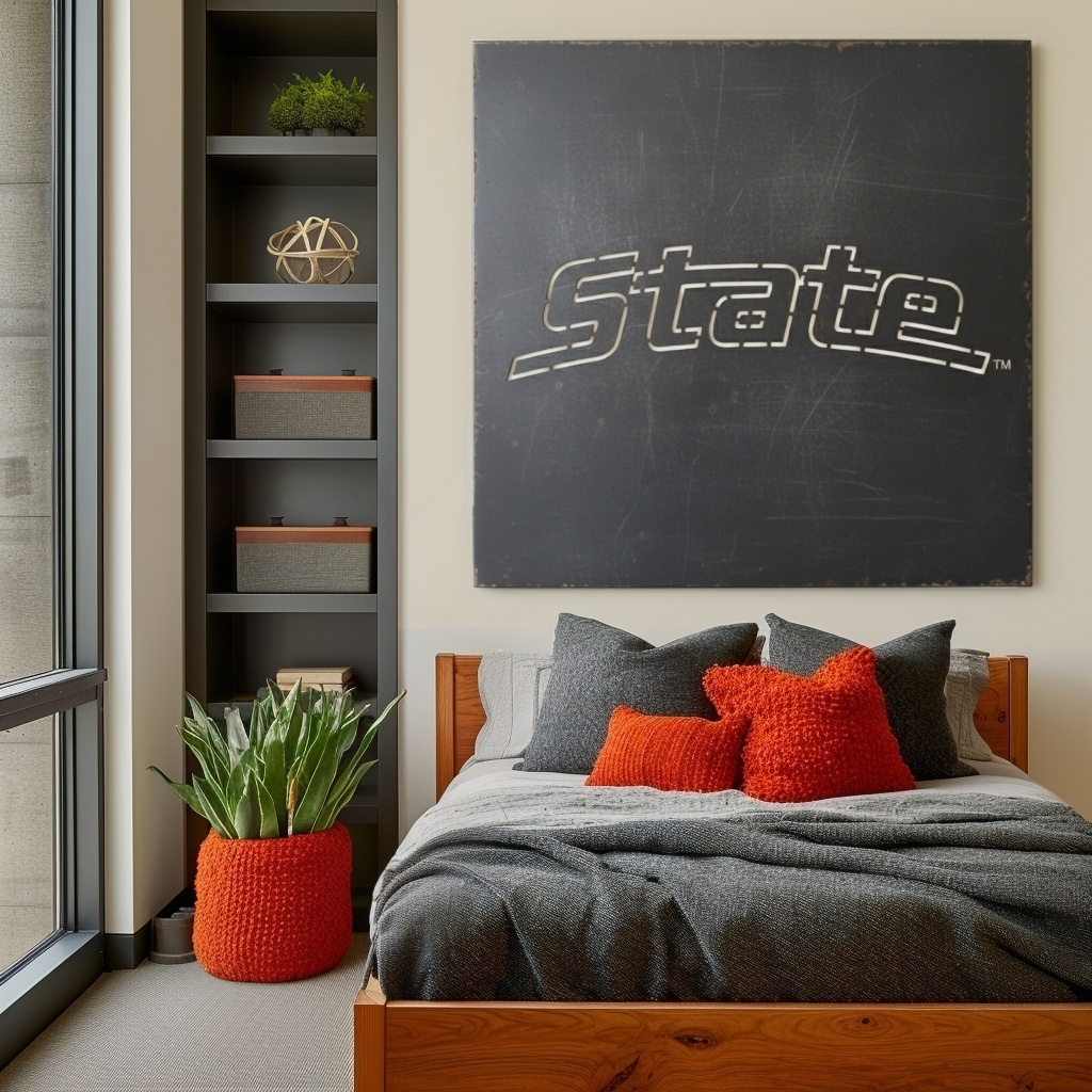 The Michigan State - Metal Wall Art - Square Slate