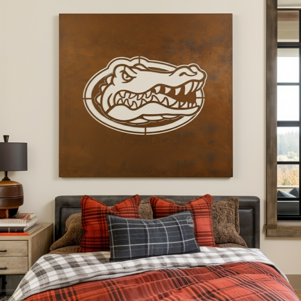 The Oval Gator - Metal Wall Art- Square Umber