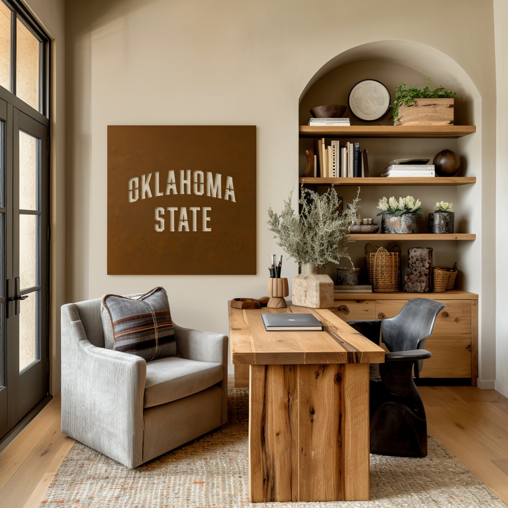 The Oklahoma State- Metal Wall Art- Square Umber