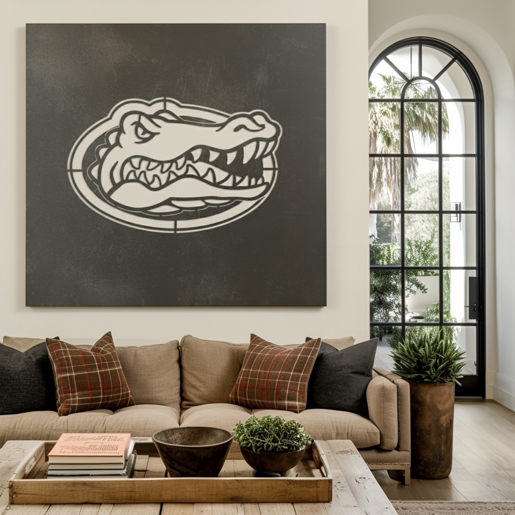 The Oval Gator - Metal Wall Art- Square Slate