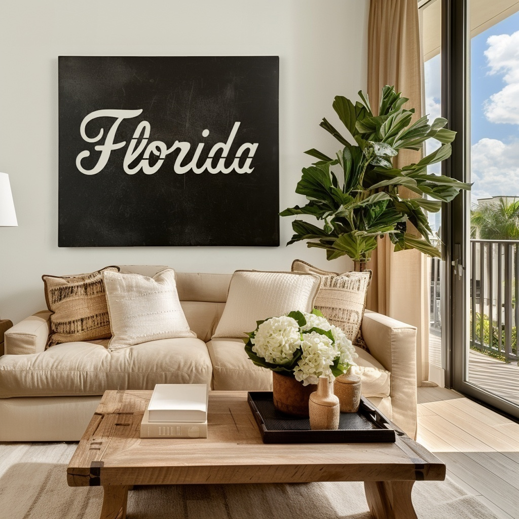 The Cursive Florida - Metal Wall Art- Square Forge