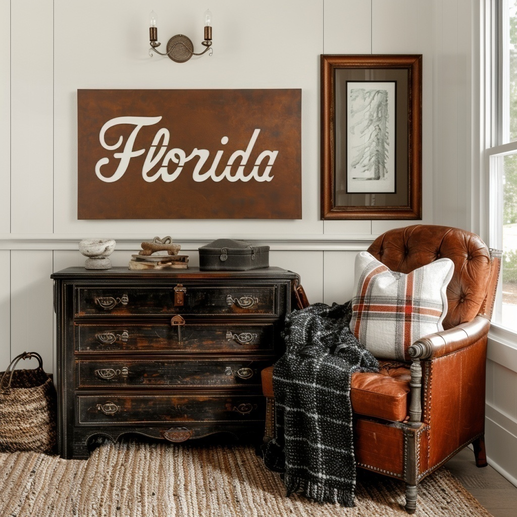 The Cursive Florida - Metal Wall Art - Landscape Umber