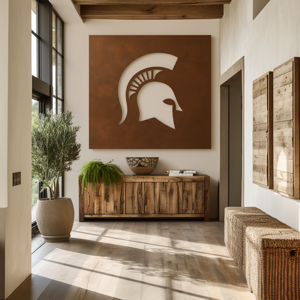 The Spartan- Metal Wall Art- Square Umber