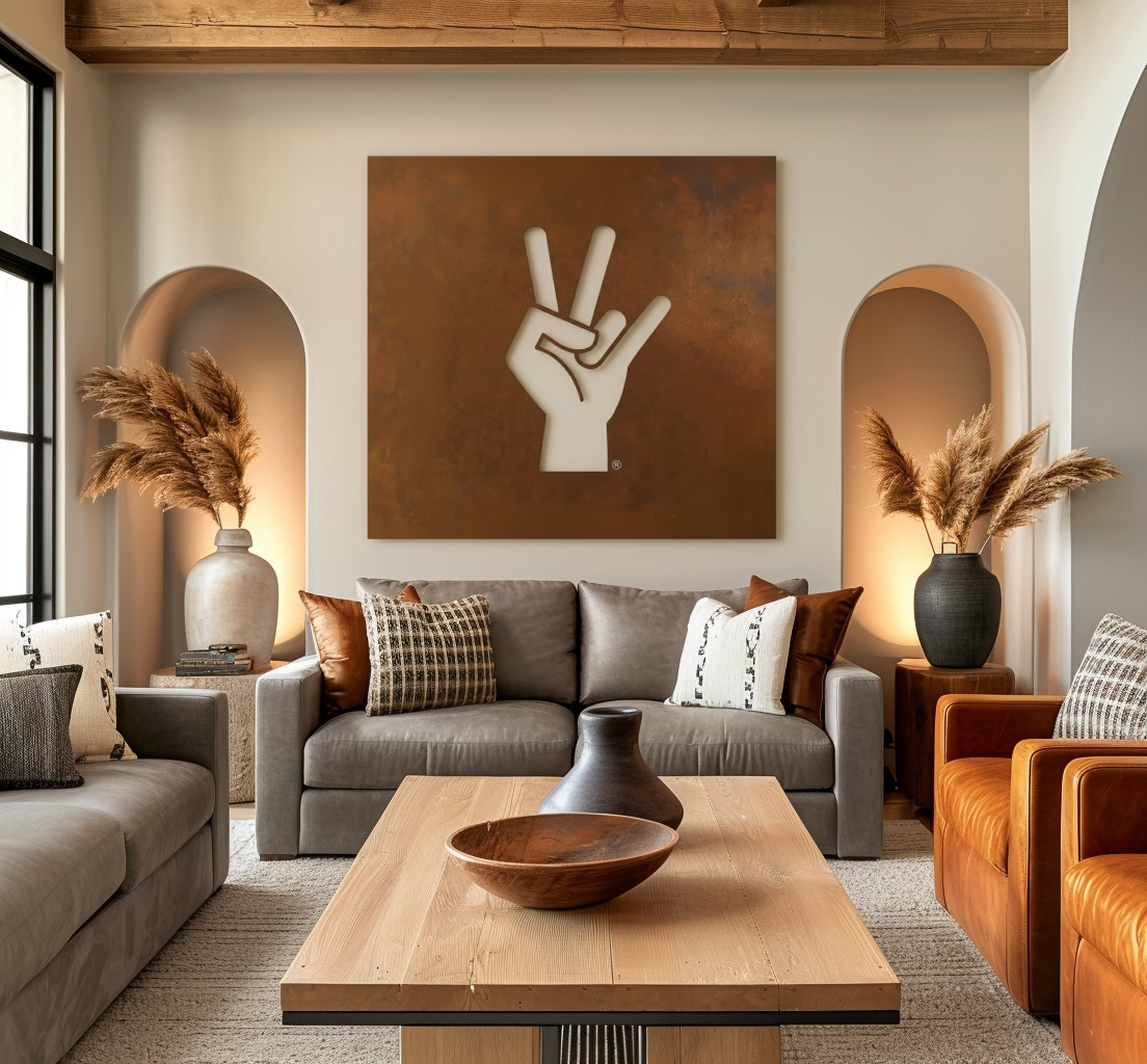 The Hand Fork - Metal Wall Art - Square Umber