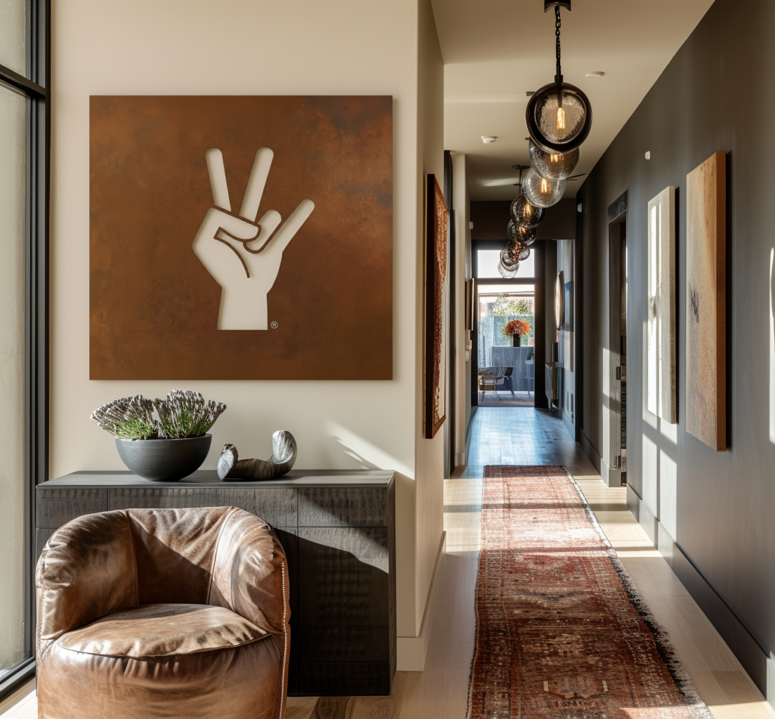 The Hand Fork - Metal Wall Art - Square Umber