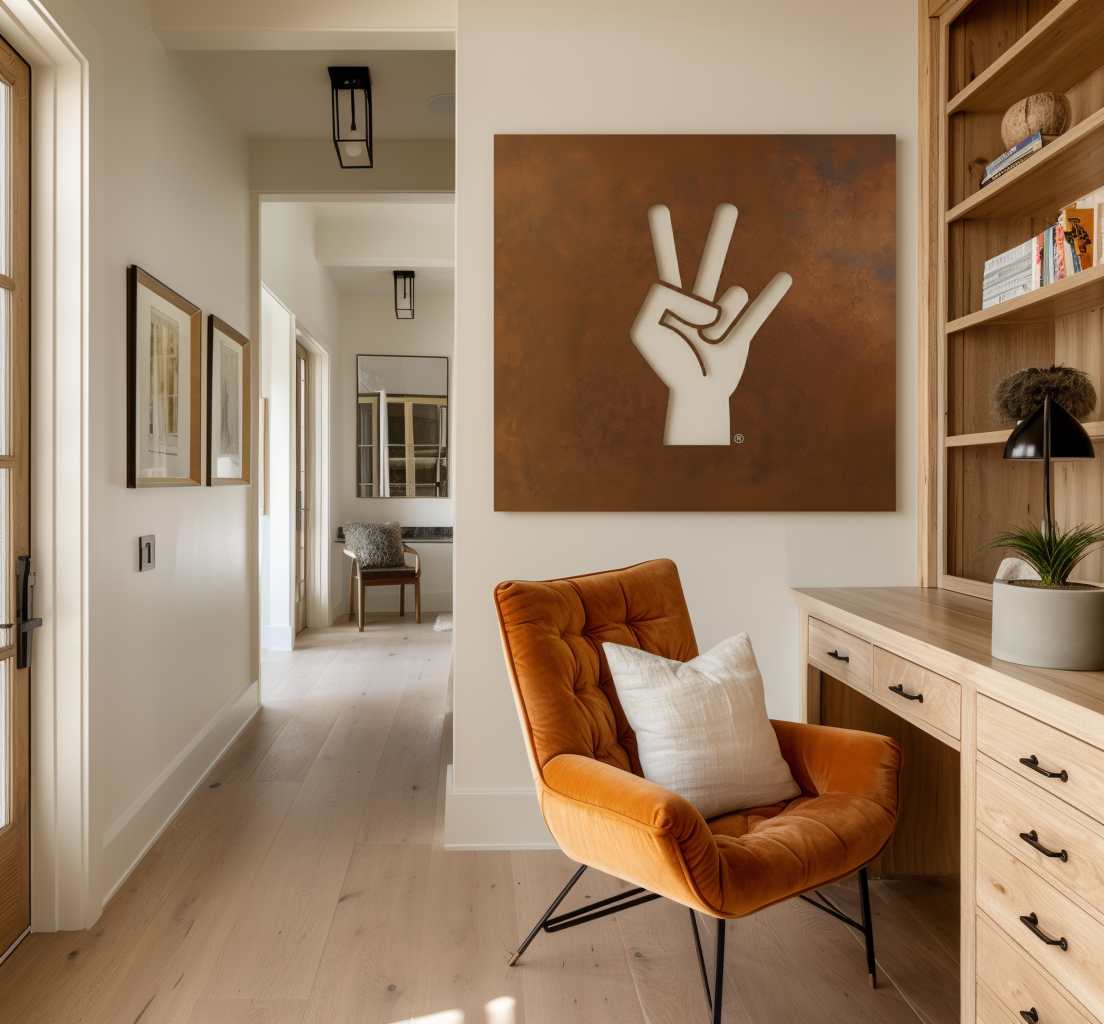 The Hand Fork - Metal Wall Art - Square Umber