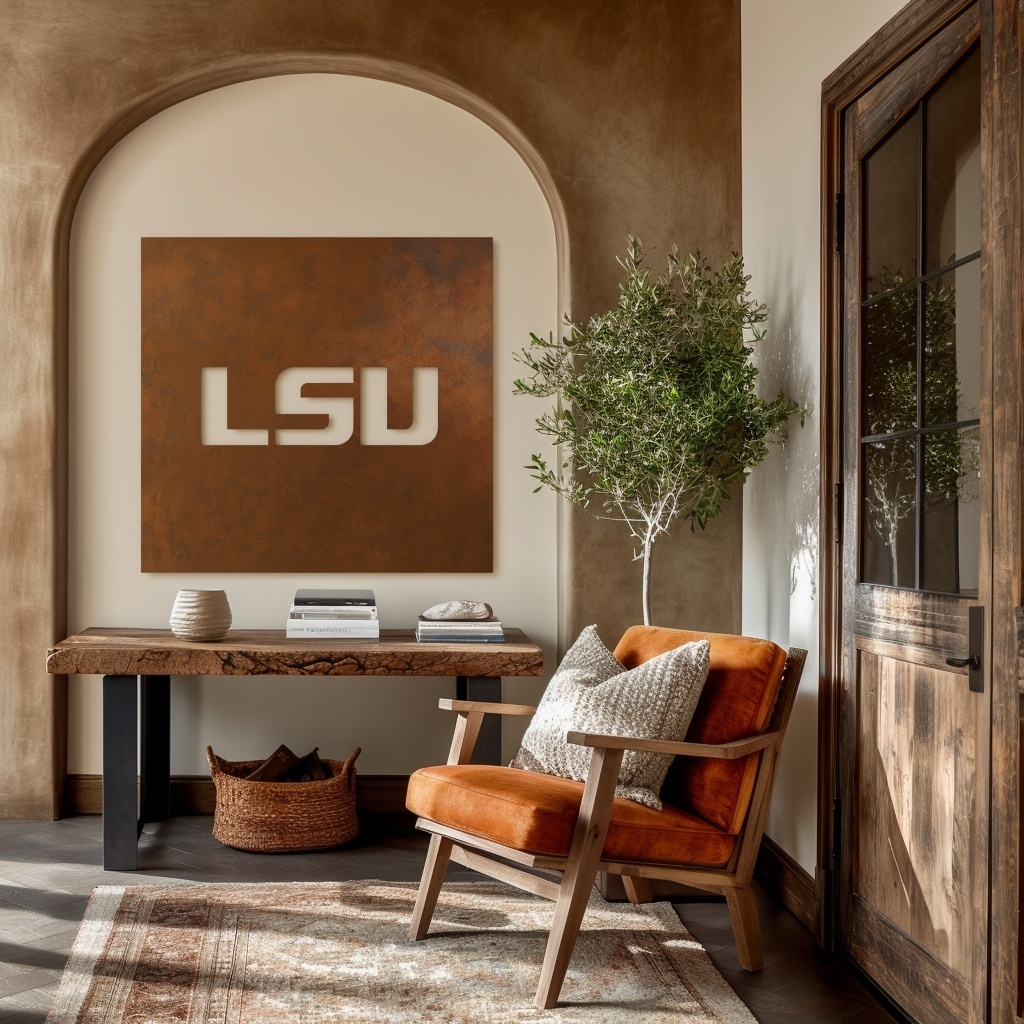 The LSU - Metal Wall Art- Square Umber