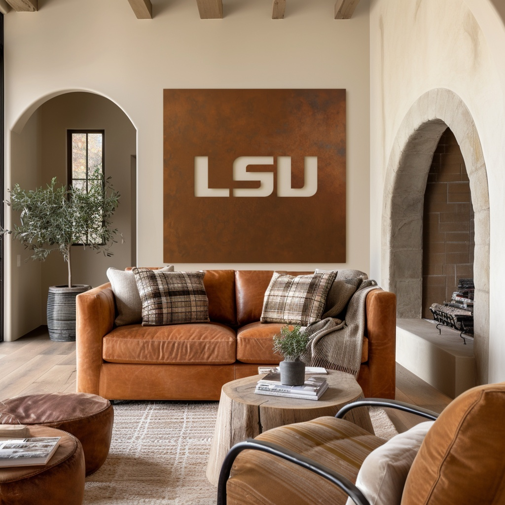 The LSU - Metal Wall Art- Square Umber