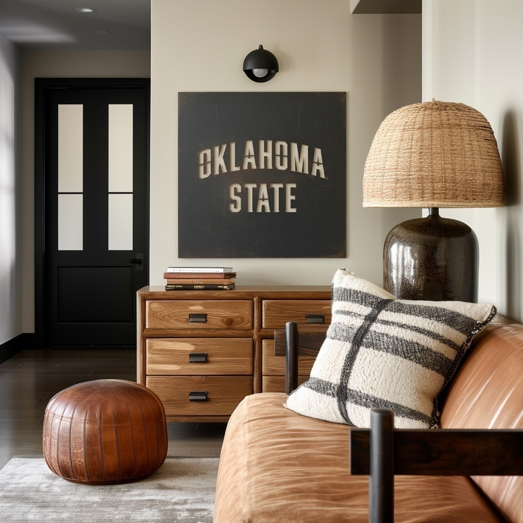 The Oklahoma State - Metal Wall Art - Square Slate