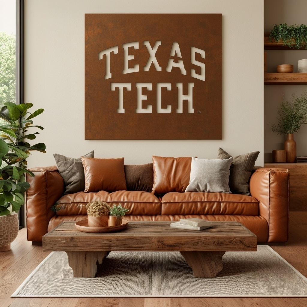 The Texas Tech - Metal Wall Art - Square Umber