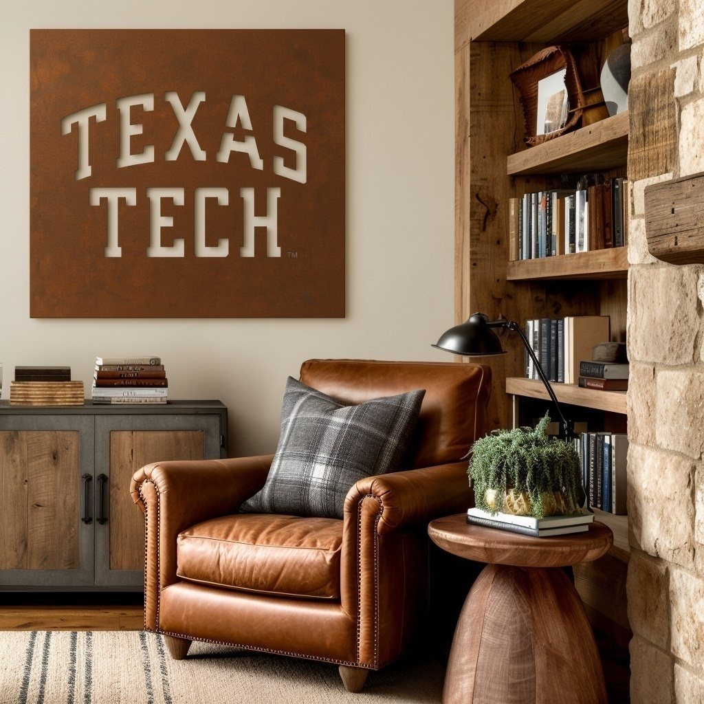 The Texas Tech - Metal Wall Art - Square Umber