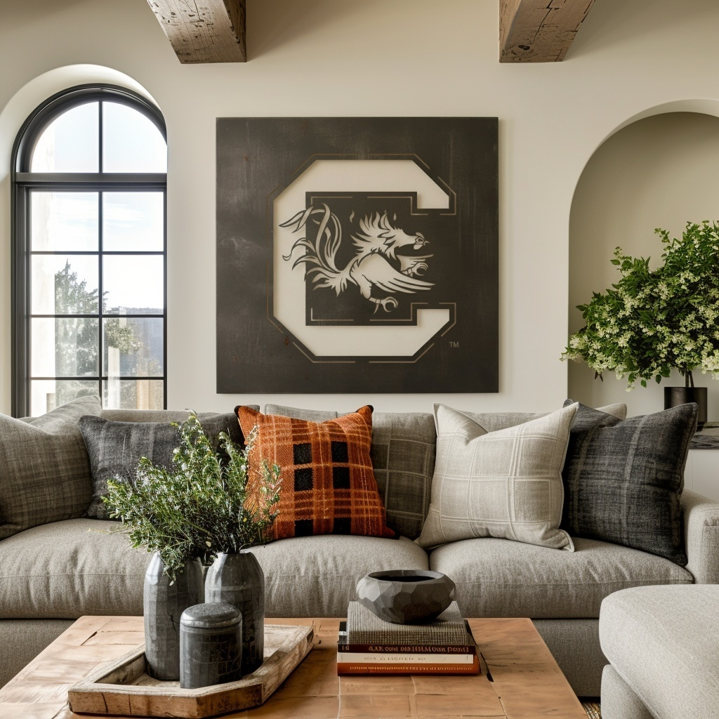 The Gamecock C - Metal Wall Art - Square Slate