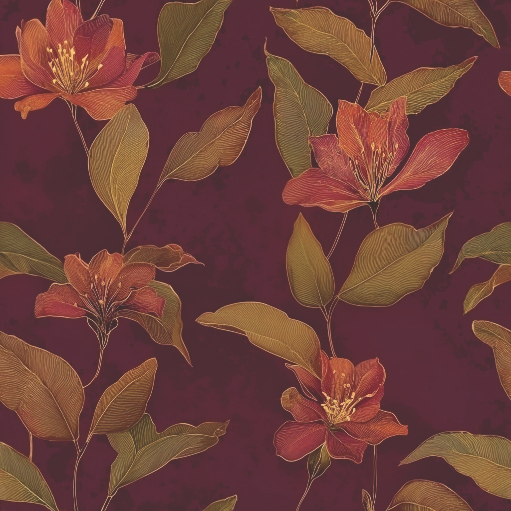 Burgundy Botanica Wallpaper