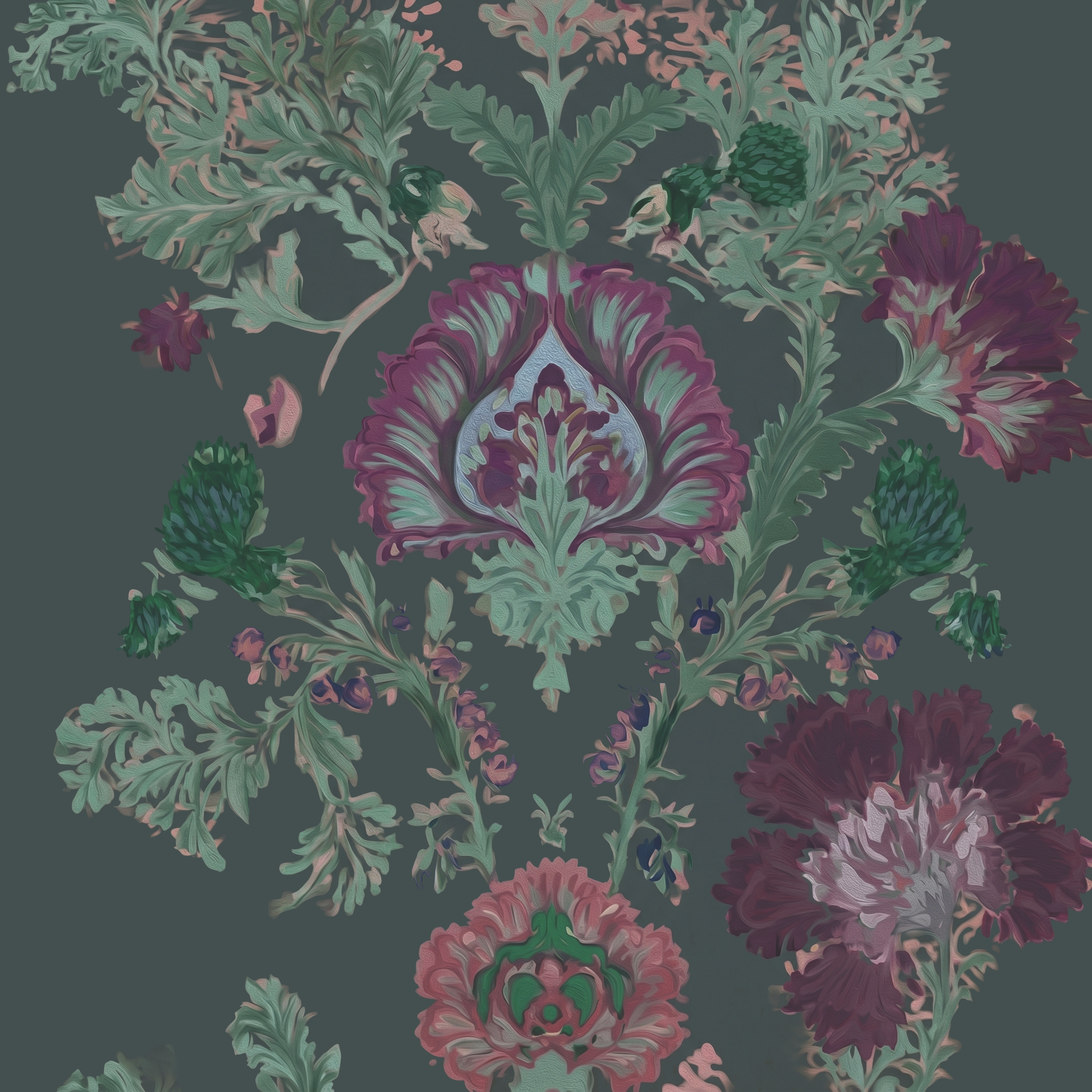 Fable Damask - Charcoal Wallpaper
