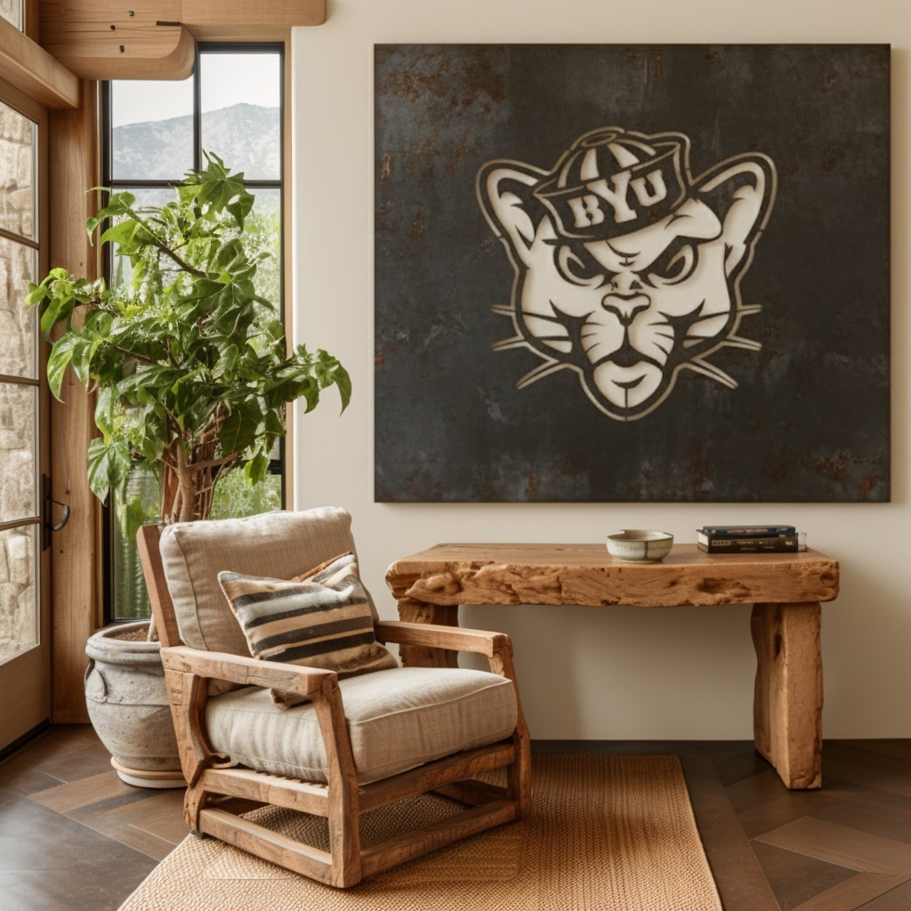The BYU Cat - Metal Wall Art - Square Forge