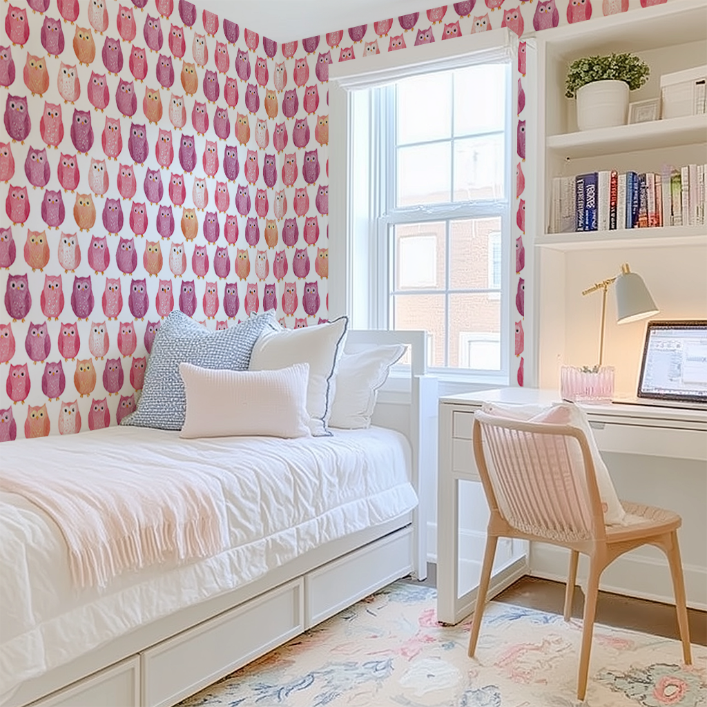 Blush Owls Wallpaper
