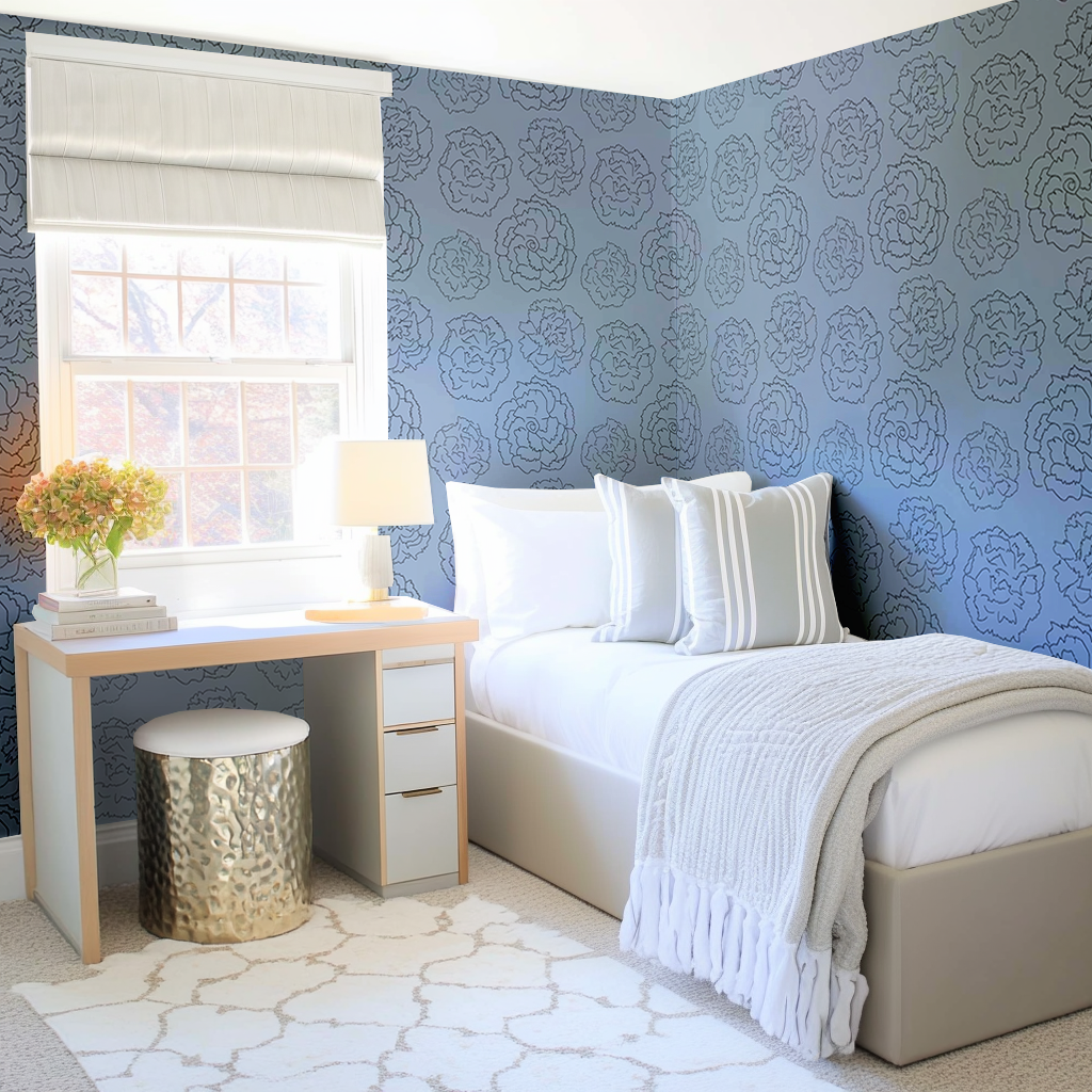 Carnations on Blue Wallpaper