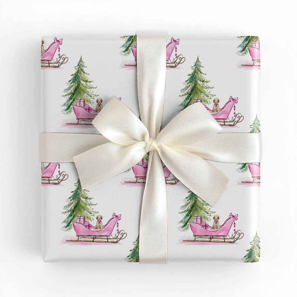 Puppy Sleigh Ride - Wrapping Paper