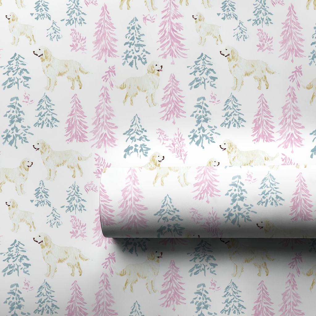 Pastel Golden Holiday - Wrapping Paper