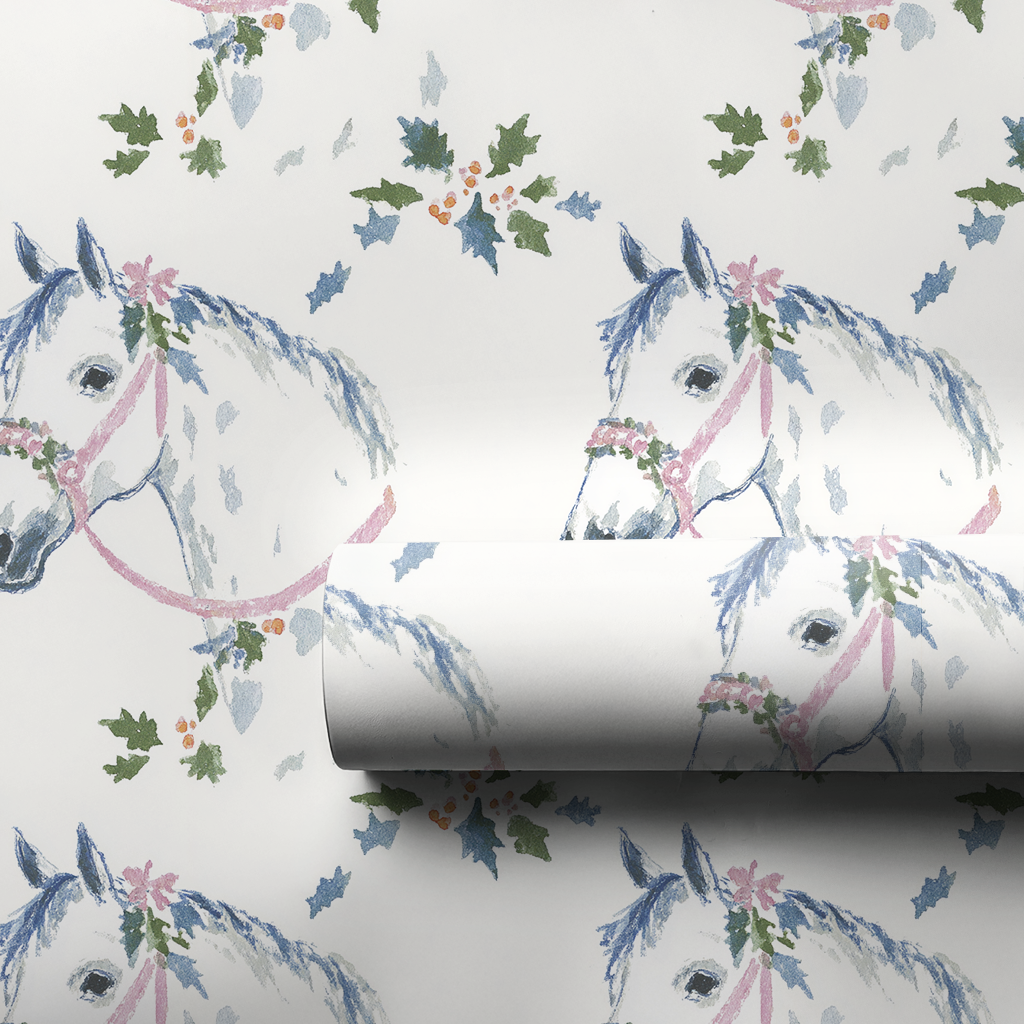 Pink and White Horse - Wrapping Paper