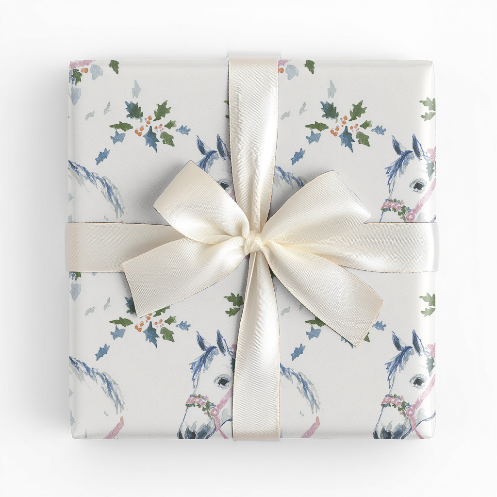 Pink and White Horse - Wrapping Paper