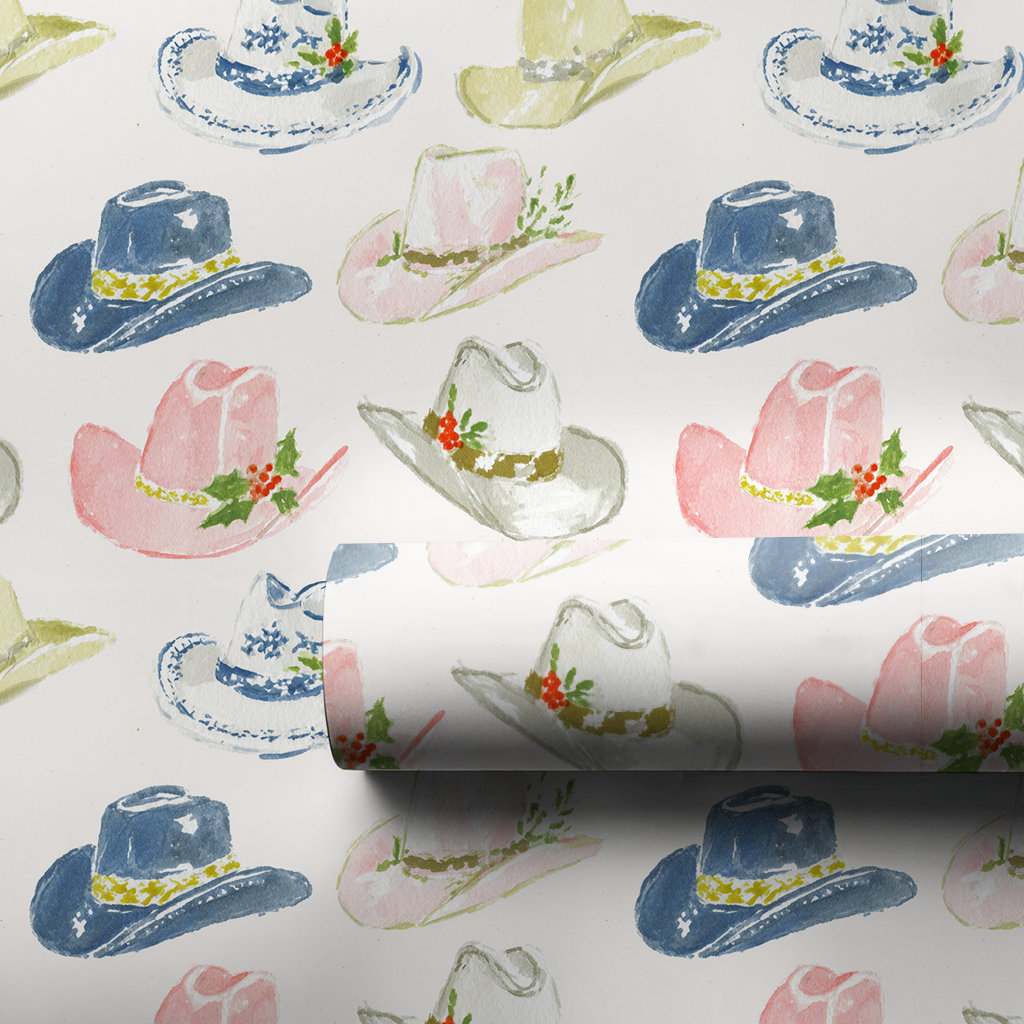 Hats With Holly - Wrapping Paper