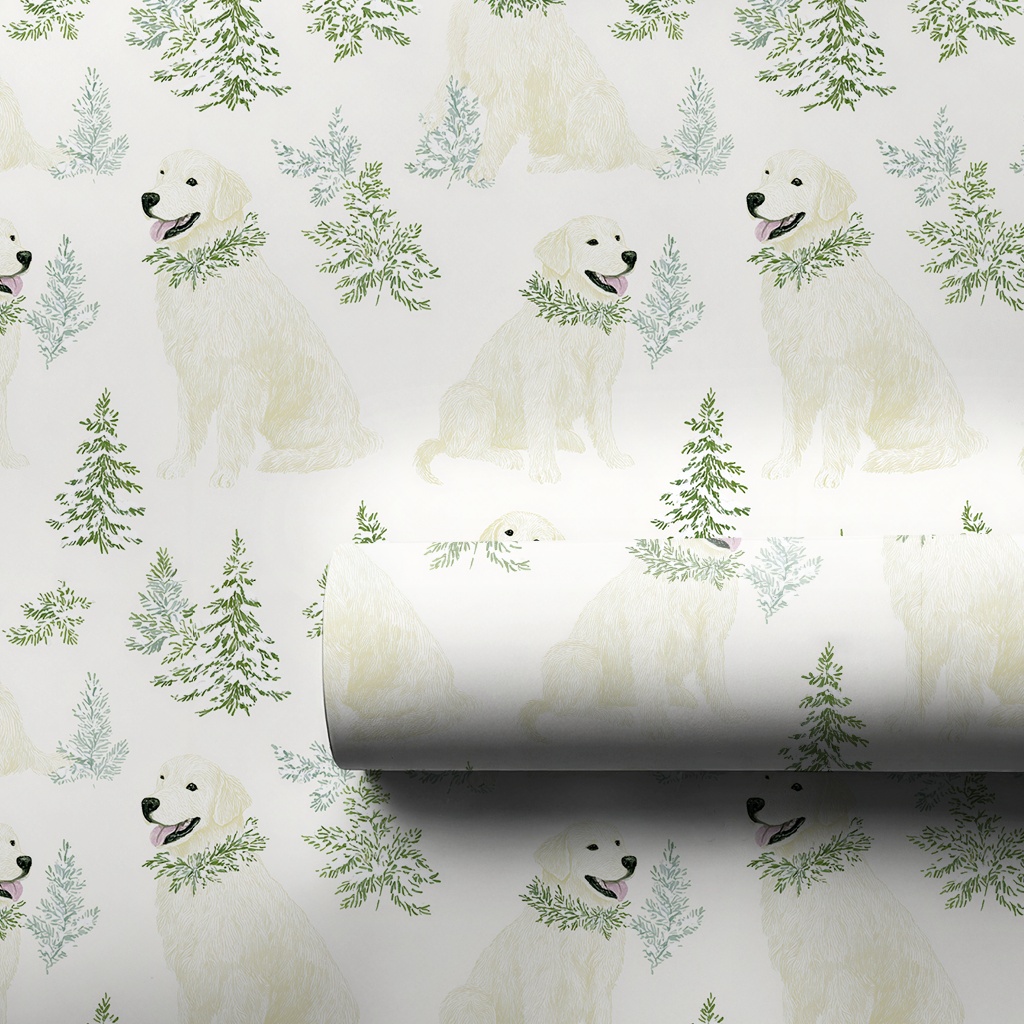 Dogs and Wreaths - Wrapping Paper