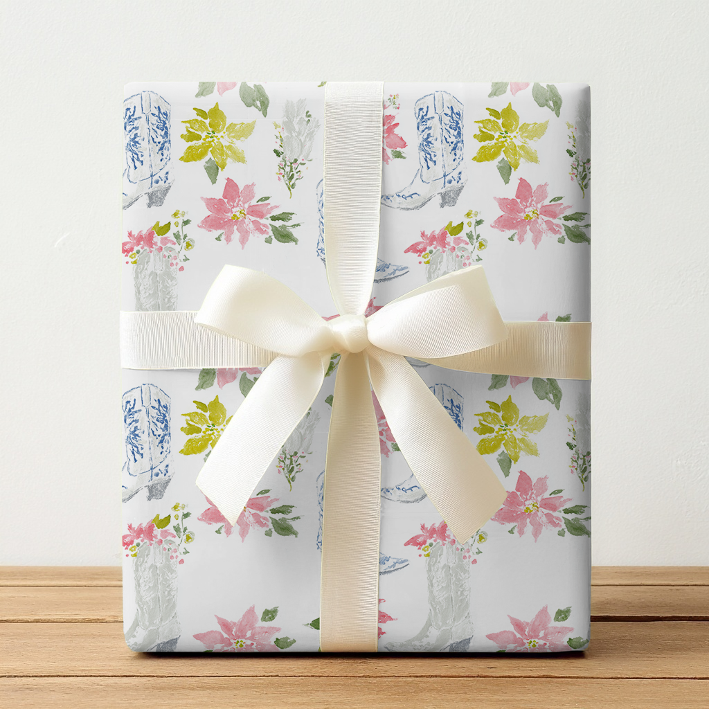 Poinsettas in Boots - Wrapping Paper