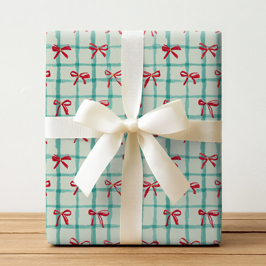Christmas Bows and Plaid - Wrapping Paper