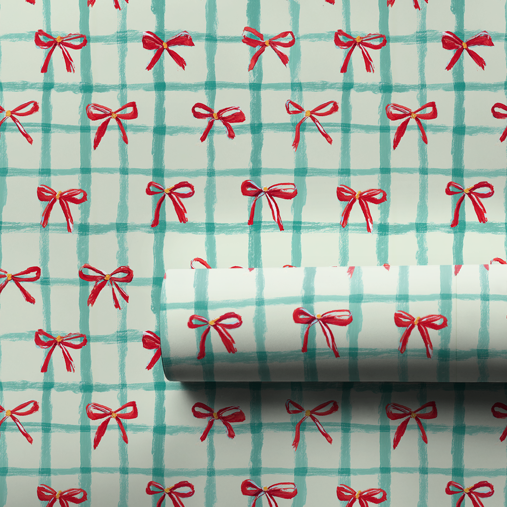 Christmas Bows and Plaid - Wrapping Paper