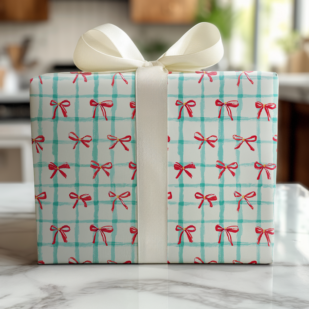 Christmas Bows and Plaid - Wrapping Paper