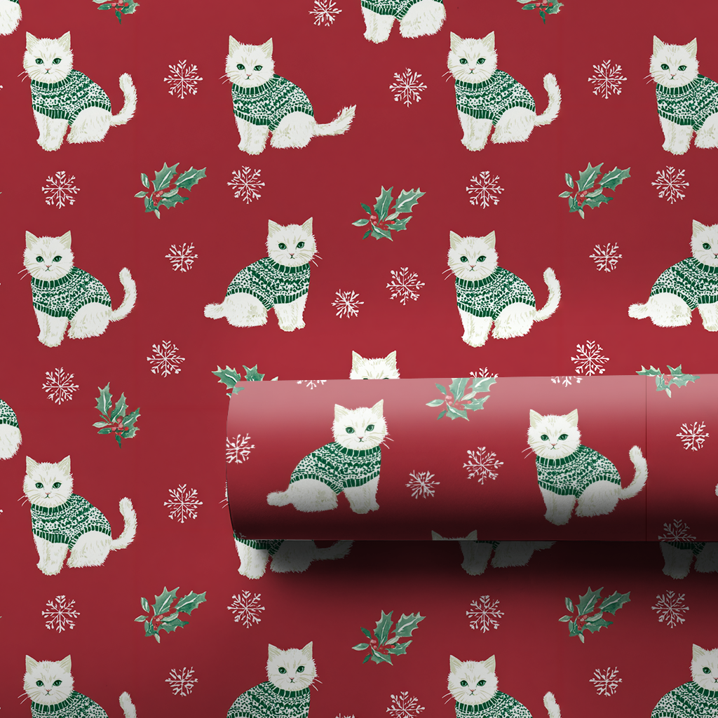 Snowy Sweater Kitty - Wrapping Paper