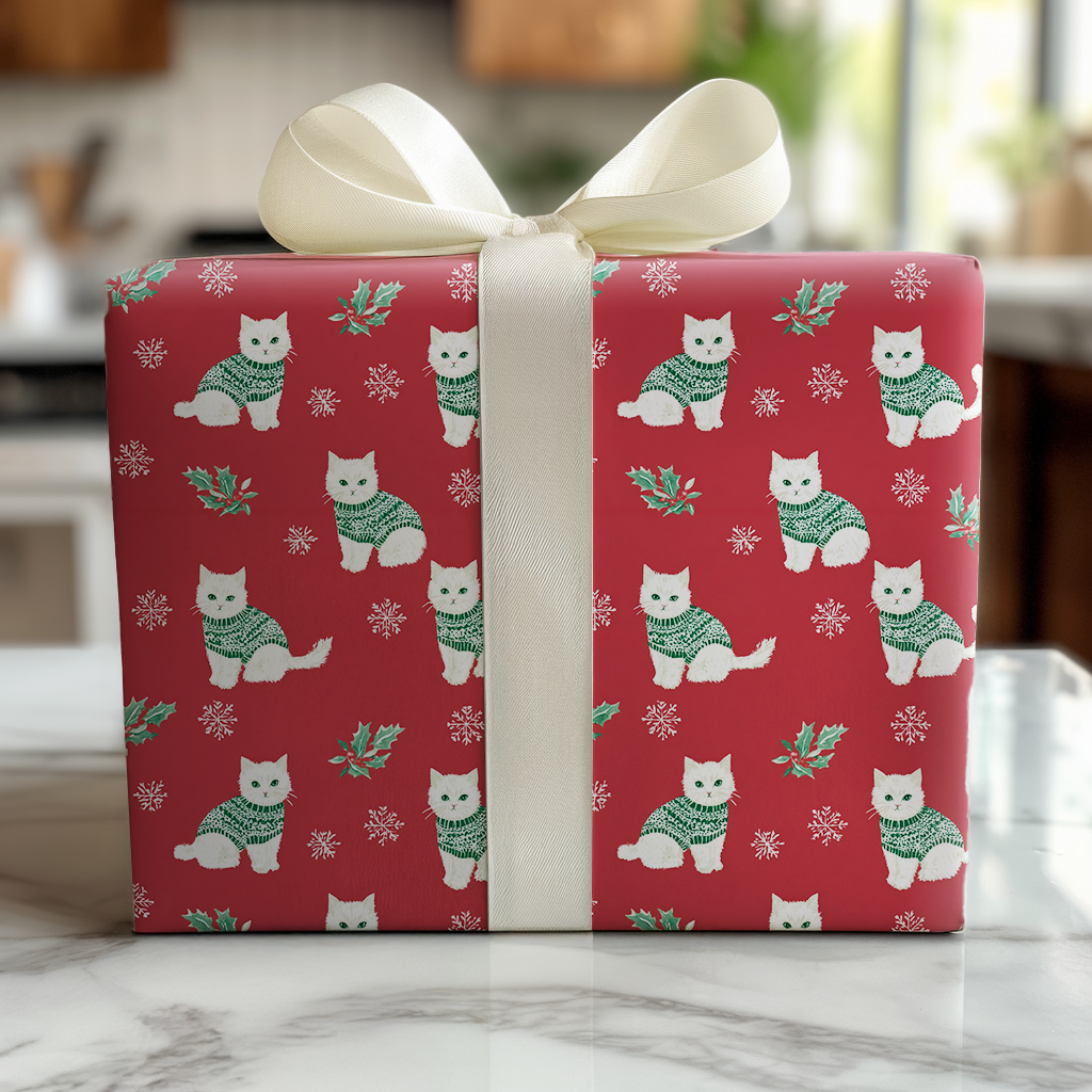 Snowy Sweater Kitty - Wrapping Paper