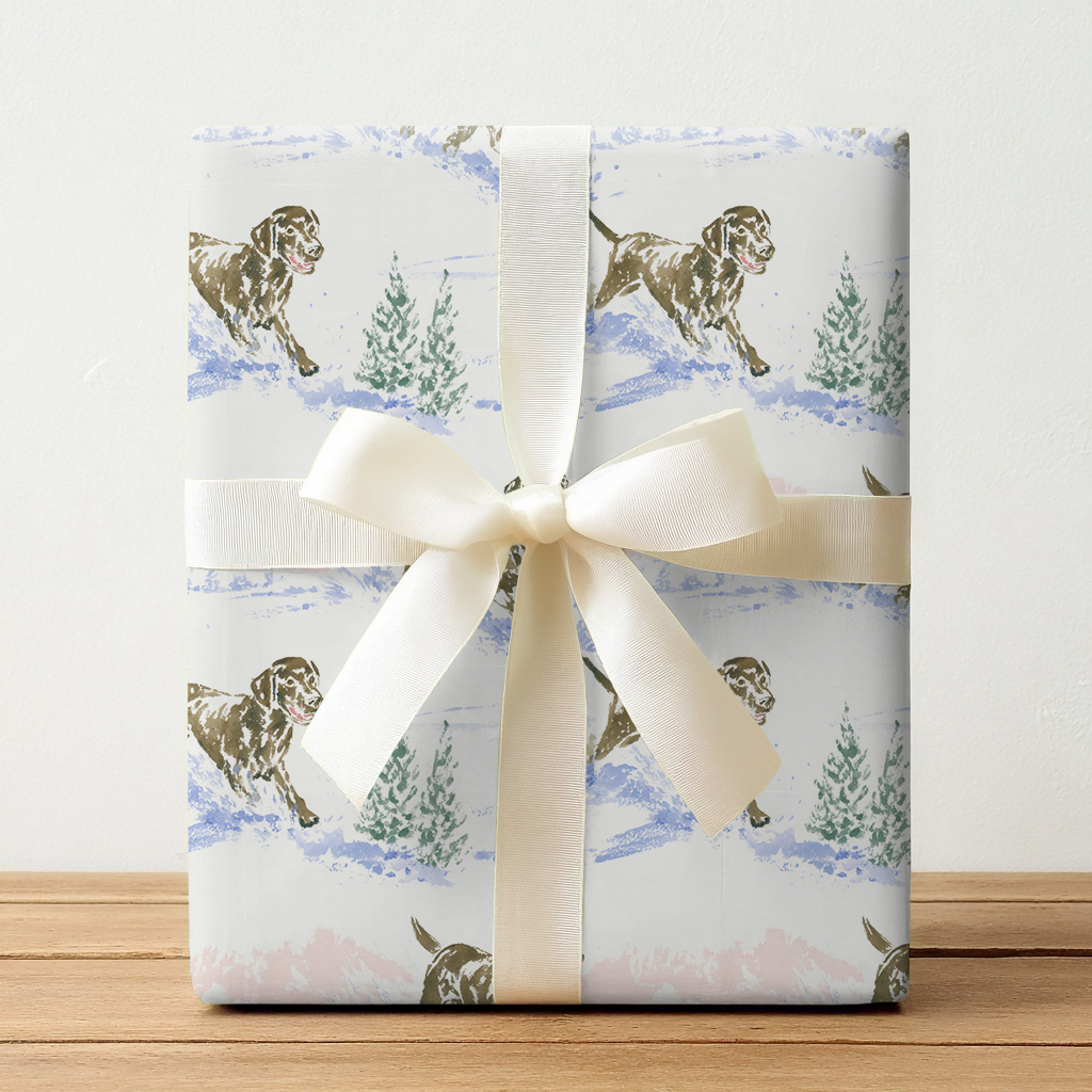 Running Chocolate Lab Puppy - Wrapping Paper