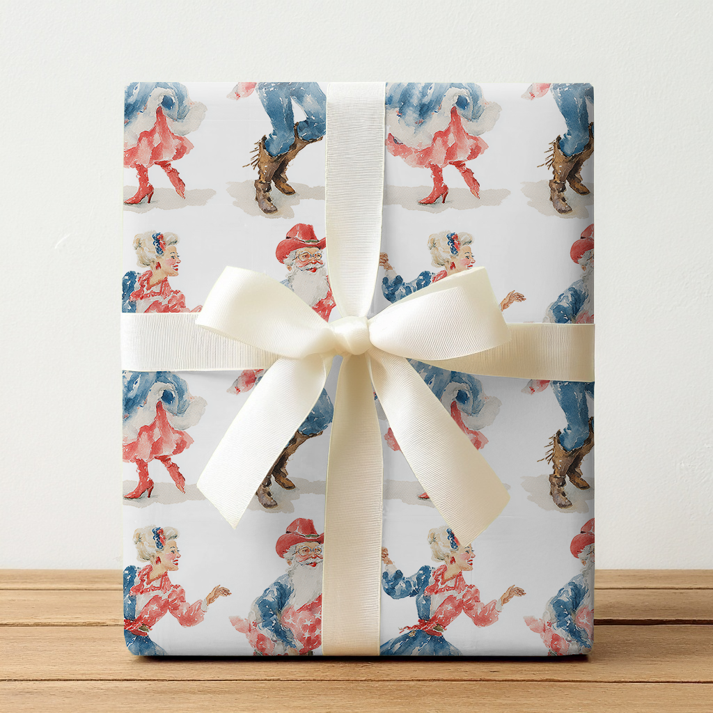 Line Dance with Santa - Wrapping Paper